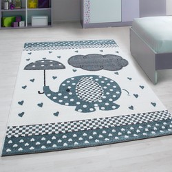 Kids Kinderkamer Olifant Blauw vloerkleed -