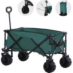 4goodz Outsunny Opvouwbare Bolderkar Strand Handwagen 360° Tuinwagen
