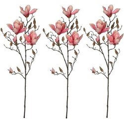 3x Magnolia beverboom kunstbloemen takken 90 cm decoratie - Kunstplanten