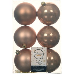 18x stuks kunststof kerstballen toffee bruin 8 cm glans/mat - Kerstbal