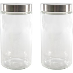 Set van 4x stuks voorraadpotten/bewaarpotten 1700 ml glas met Rvs deksel - Voorraadpot