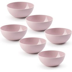 Plasticforte kommetjes/schaaltjes - 6x - dessert/ontbijt - kunststof - D17 x H7 cm - roze - Kommetjes