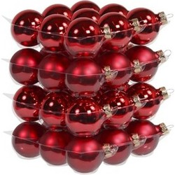 72x stuks glazen kerstballen rood 4 cm mat/glans - Kerstbal