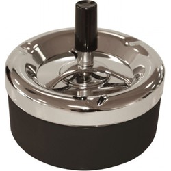 Ronde draaiasbak/drukasbak zwart/chroom 13 cm - Asbakken