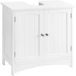 Meubel met witte wastafelonderkast met 2 deuren en 1 verstelbare plank - L60 cm