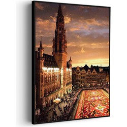 Muurwerken Akoestisch Schilderij - Grote Markt Brussel - Geluidsdempend Wandpaneel - Wanddecoratie - Geluidsisolatie - BASIC (AW 0.65) XXL (107X150)