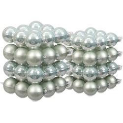 72x stuks glazen kerstballen mintgroen (oyster grey) 4 en 6 cm mat/glans - Kerstbal