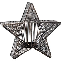PTMD Bibi Ster Windlicht Kerstmis - 30 x 10 x 30 cm - Ijzer - Zwart