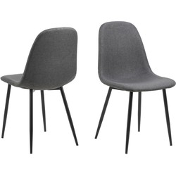 Eetkamerstoel - Donkergrijs - Stof - Zithoogte 46cm - Duvra - Set van 4