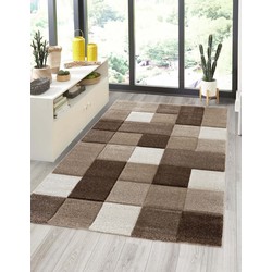 Modern vloerkleed - Kristal Cubes Bruin - 120 X 170 CM