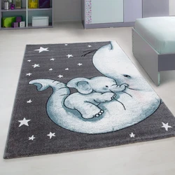 Kids Kinderkamer Olifant Blauw vloerkleed - - 120 X 170 CM