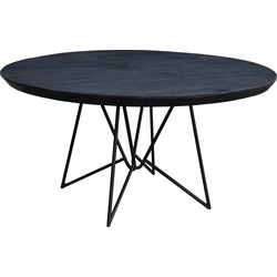 Eettafel beluga | black | mangohout | 150 x 150 x 4 (h) cm