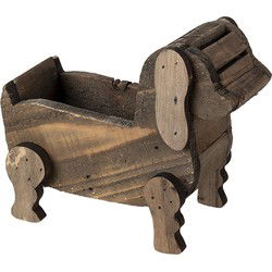Clayre & Eef Bloempot Bruin Hout Hond