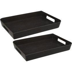 5Five Dienblad - 2x - antraciet - 44 x 29 cm - rechthoekig - handvaten - Dienbladen