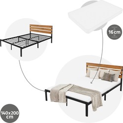 ML-Design metalen bed zwart, 200x140 cm, gemaakt van stalen frame