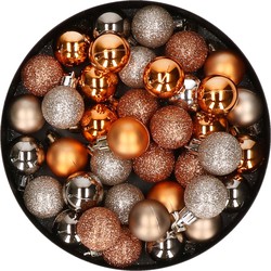 Set van 40x stuks kunststof kerstballen mix champagne en koper 3 cm - Kerstbal