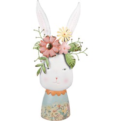 Clayre & Eef Bloempot Konijn 62 cm Wit IJzer Decoratie Beeld