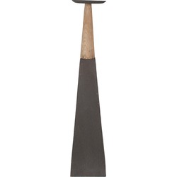 Clayre & Eef Kandelaar  60 cm Grijs Bruin Hout Ijzer Vierkant Kaarsenhouder