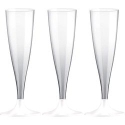 Santex Champagneglazen - 50x - plastic - 140 ml - wit - herbruikbaar - Champagneglazen