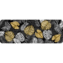 Antislip foam badmat Palm Leaves – Goud – Zwart – Wit – 45 x 120 CM