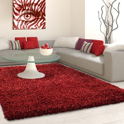 Tapijtenloods Basic Shaggy vloerkleed Rood Hoogpolig- 60x110 CM