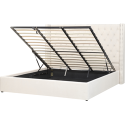 LUBBON  - Bed met opbergruimte - Crème wit - 180 x 200 cm - Fluweel
