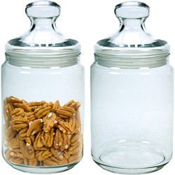 Luminarc Voorraadpot/bewaarpot - 2x - 1000 ml - glas - met deksel - Voorraadpot