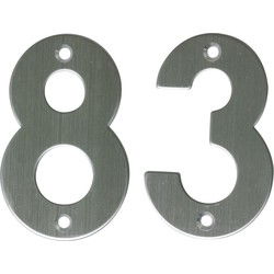 AMIG Huisnummer 83 - massief Inox RVS - 10cm - incl. bijpassende schroeven - zilver - Huisnummers