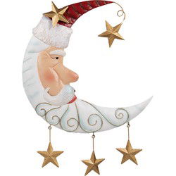 Clayre & Eef Kerstdecoratie Beeld Maan Wit Metaal