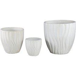 PTMD Fionaa White ceramic pot wavy structure round SV3