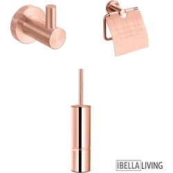 iBella Living - Toiletset - 3-Delige Toiletaccessoireset - Rose Gold - Toiletborstel