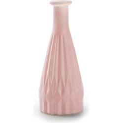 Jodeco Bloemenvaas Patty - mat roze - glas - D8,5 x H21 cm - fles vaas - Vazen