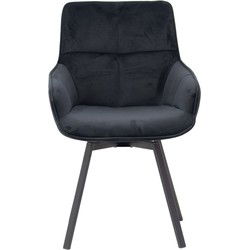 Stoel Velvet Zwart - Draaibaar - 58x61x86cm - Shannon - Giga Meubel - Set van 2