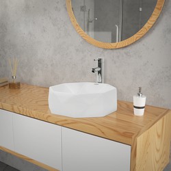 Ruitvormige wastafel zonder overloop Ø 42x13,5 cm wit keramiek ML-Design