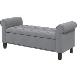 Homcom Klassieke Bedbank met Knoopstiksel 48x126x57 cm - Grijs