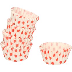 90x Mini muffin en cupcake vormpjes rood papier 4 x 4 x 2 cm - Muffinvormen / cupcakevormen