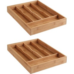 Set van 2x stuks bestekbakken/keuken organizers 5-vaks bamboe hout - Bestekbakken