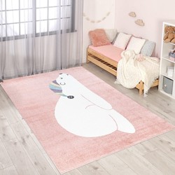 Playful Pals Kids Kinderkamer Roze vloerkleed - Ijsbeer