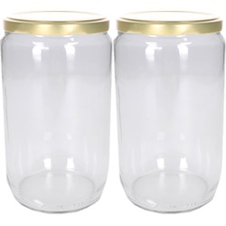 Set van 4x stuks luchtdichte weckpotten/jampotten transparant glas 720 ml - Weckpotten