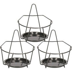Esschert Design Balkon bloempothouder - 3x - ophanging - zwart metaal - Plantenbakbeugels