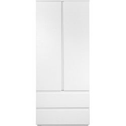 Kast met 2 deuren en 2 laden wit - L80 x H191 x P55 cm