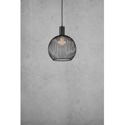 Eenvoudige, esthetische en gebogen metaaldraad hanglamp zwart E27 30 cm Ø