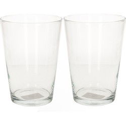 Conische vaas basic - 2x - glas - 19 cm - transparant - bloemenvaas - Vazen