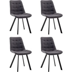 Eetkamerstoelen set van 4 Felix Boucle Zwart