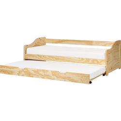 LUNERAY - Onderschuifbed - Lichtbruin - 90 x 200 cm - Hout
