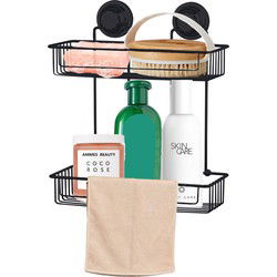Concorde - Doucherekje rechthoek 2-laags - zwart - H37 cm - metaal - Douche- en badrekjes