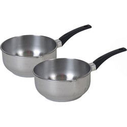 Gerimport Steelpan - 2x - RVS - sauspan - 14 cm - alle warmtebronnen - Steelpannen