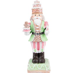 Clayre & Eef Beeld Notenkraker 24 cm Groen Roze Polyresin Kerstdecoratie