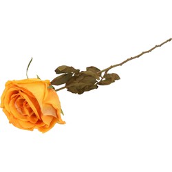 Top Art Kunstbloem roos Calista - perzik oranje - 66 cm - kunststof steel - decoratie bloemen - Kunstbloemen