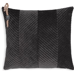 Knit Factory Beau Sierkussen - Antraciet - 50x50 cm - Inclusief kussenvulling